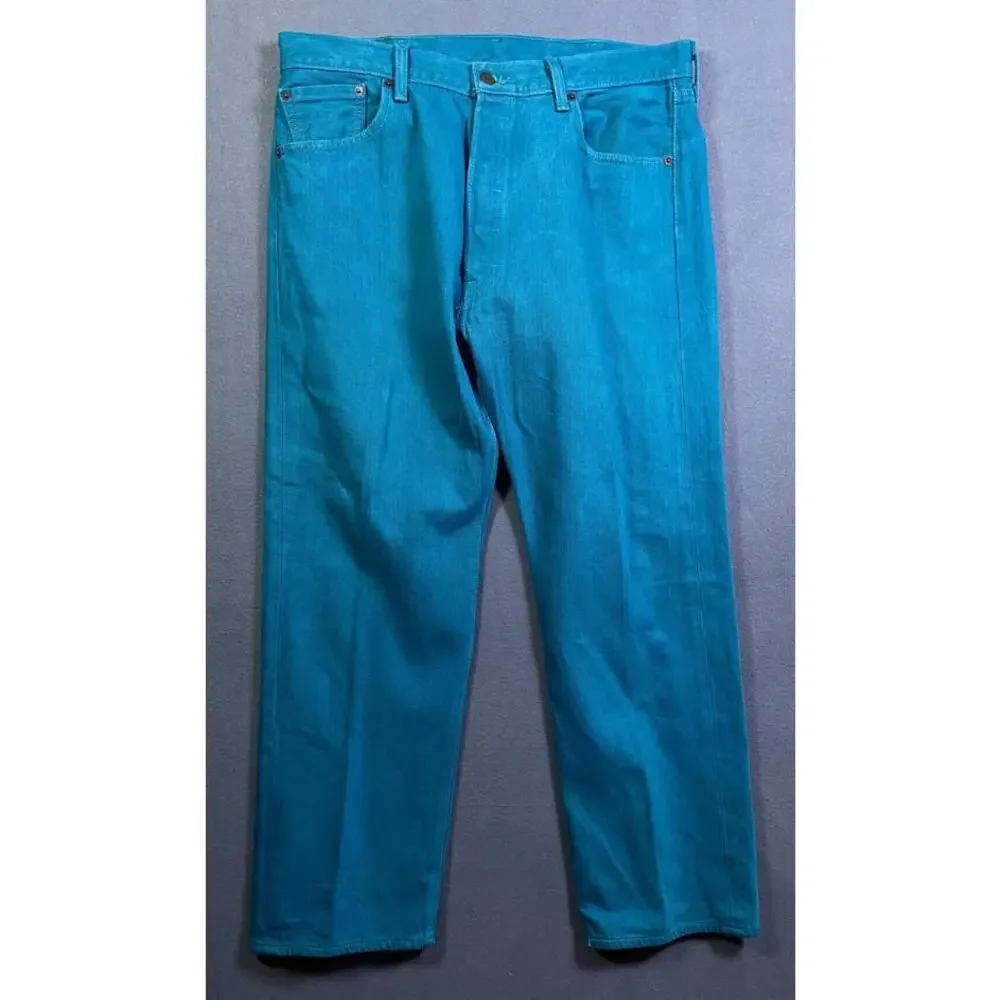 Levis 501 XX Jeans Men 38x30 36x30 Turquoise Original Fit Straight Button Fly